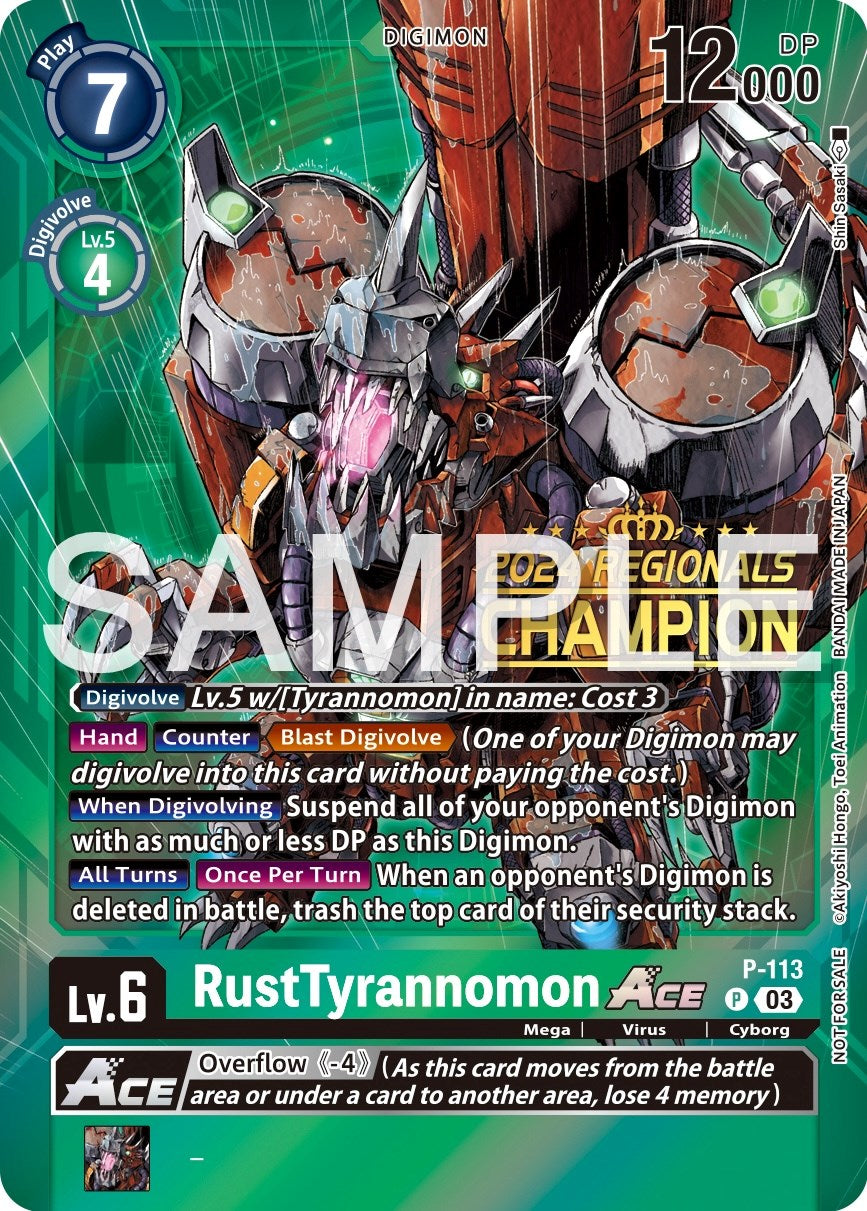 RustTyrannomon Ace [P-113] (2024 Regionals Champion) [Promotional Cards] | Arkham Games and Comics