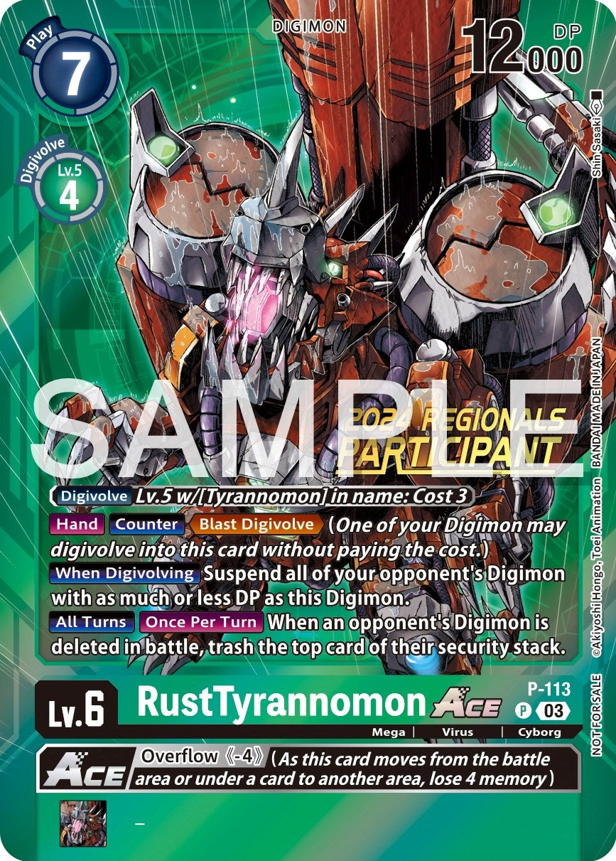 RustTyrannomon Ace [P-113] (2024 Regionals Participant) [Promotional Cards] | Arkham Games and Comics