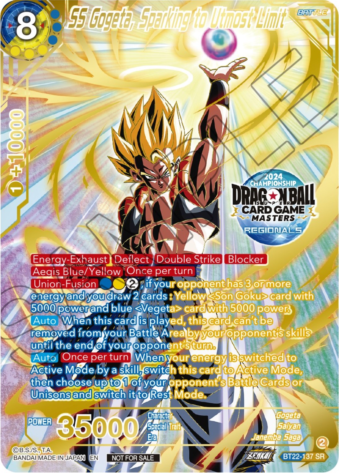 SS Gogeta, Sparking to Utmost Limit (2024 Championship Regionals Top 16) (BT22-137) [Tournament Promotion Cards] | Arkham Games and Comics