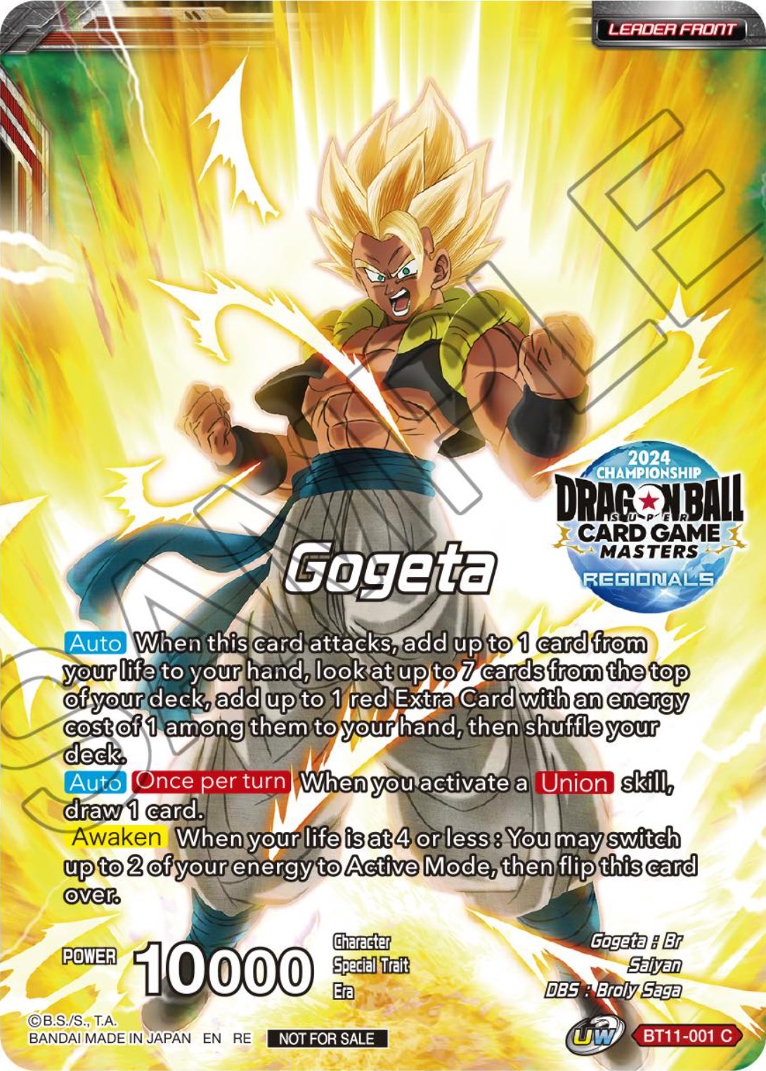 Gogeta // SSB Gogeta, Prophet of Demise (Championship Golden Card 2024 Vol.1) (BT11-001) [Tournament Promotion Cards] | Arkham Games and Comics