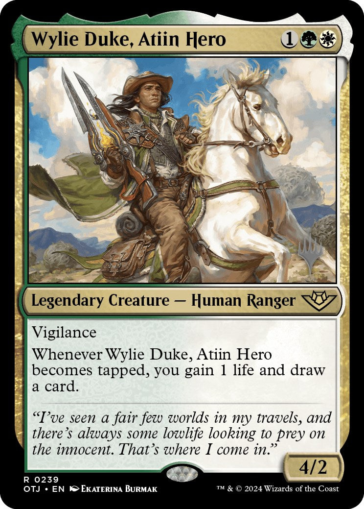 Wylie Duke, Atiin Hero (Promo Pack) [Outlaws of Thunder Junction Promos] | Arkham Games and Comics