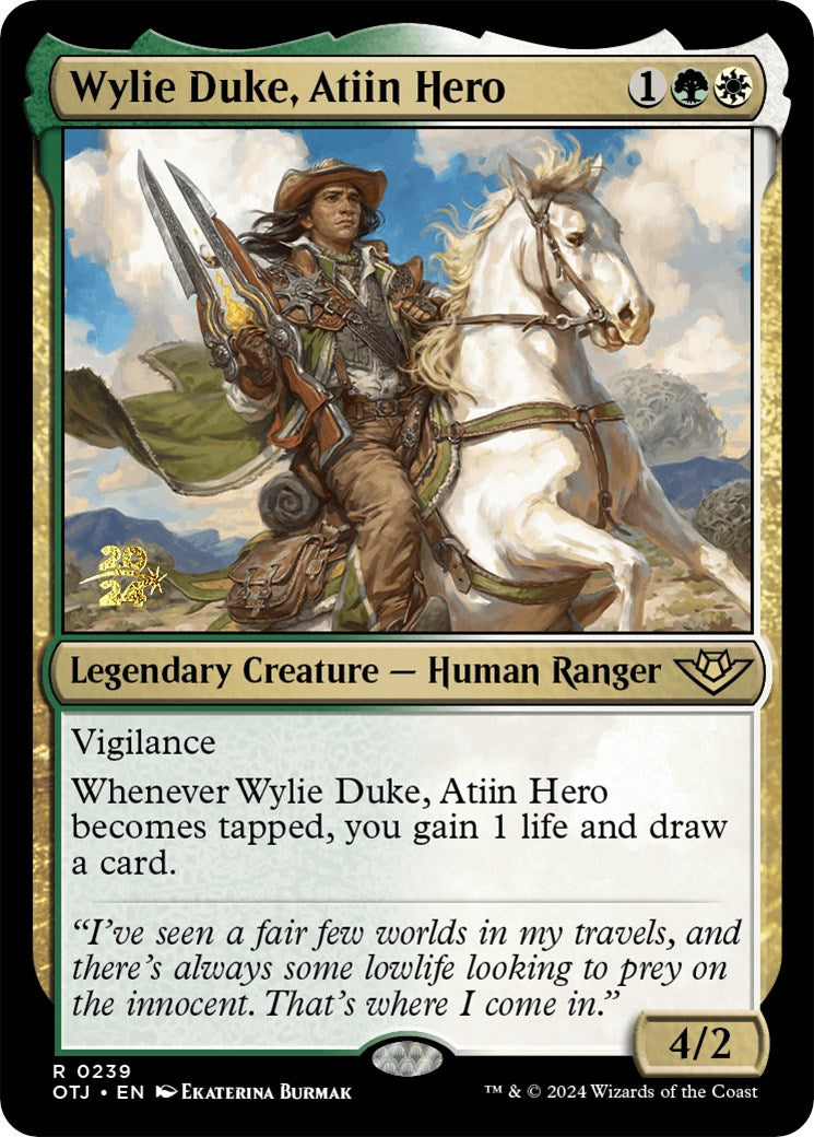 Wylie Duke, Atiin Hero [Outlaws of Thunder Junction Prerelease Promos] | Arkham Games and Comics