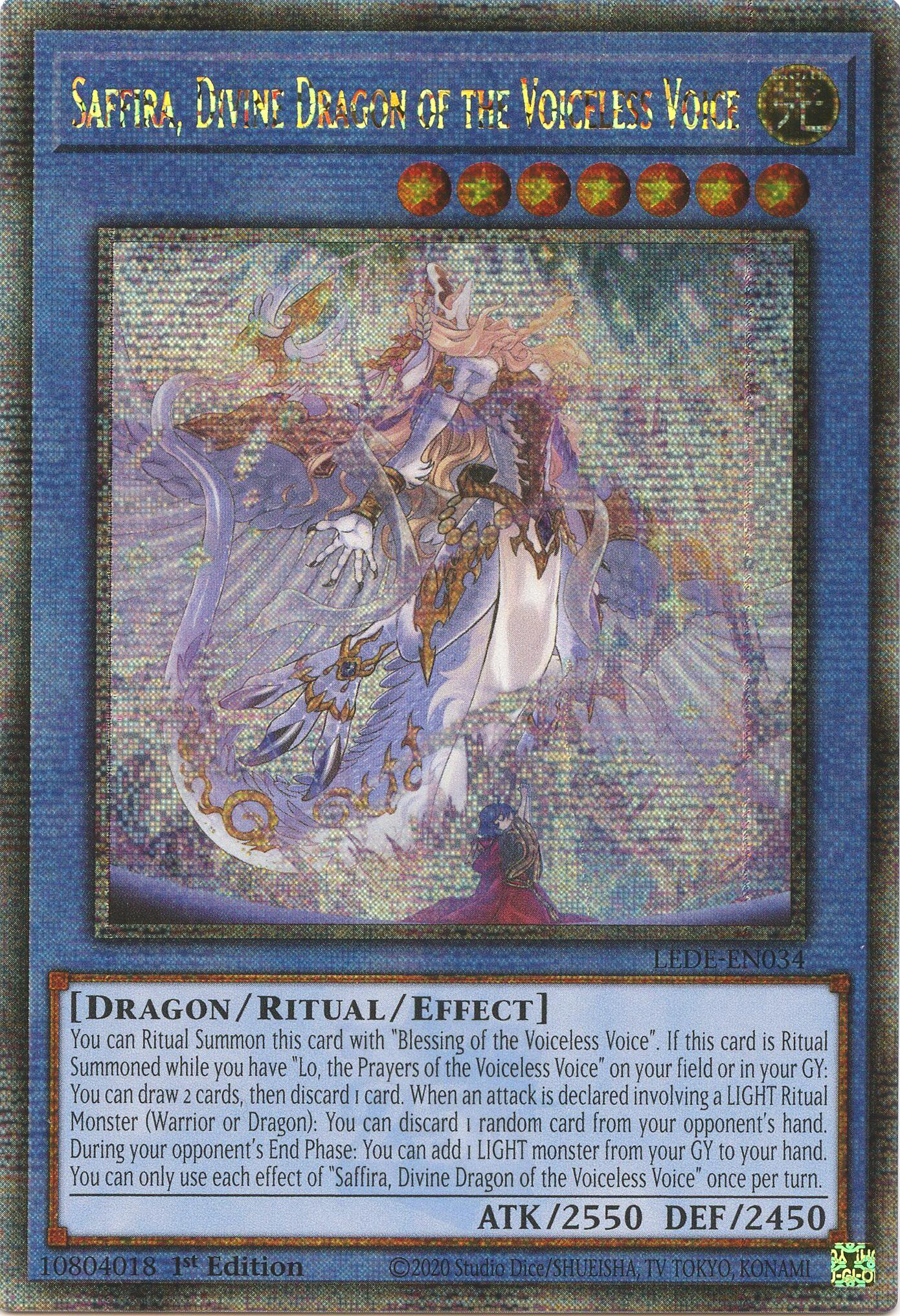 Saffira, Divine Dragon of the Voiceless Voice (Quarter Century Secret Rare) [LEDE-EN034] Quarter Century Secret Rare | Arkham Games and Comics