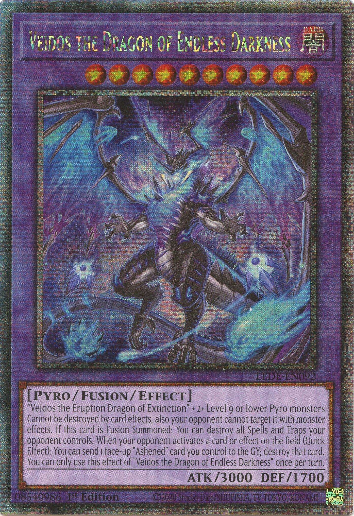 Veidos the Dragon of Endless Darkness (Quarter Century Secret Rare) [LEDE-EN092] Quarter Century Secret Rare | Arkham Games and Comics