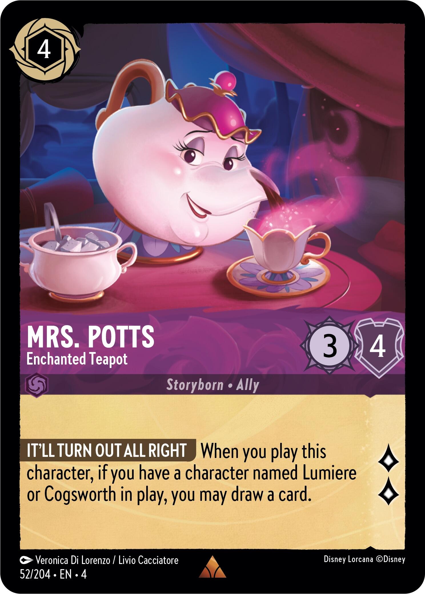 Mrs. Potts - Enchanted Teapot (52/204) [Ursula's Return] | Arkham Games and Comics