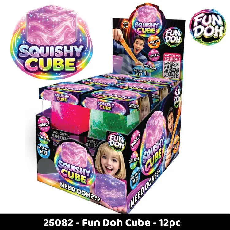 Fun Doh Squish & Squeeze Sparkle Cube Fidget Toy | Arkham Games and Comics