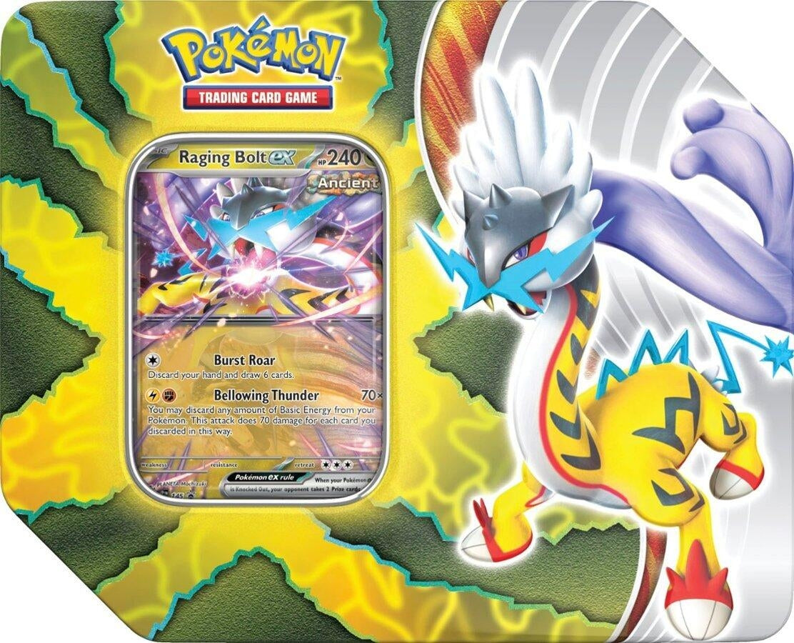 Image for Paradox Destinies Tin [Raging Bolt ex] - Pokemon | Arkham Games and Comics