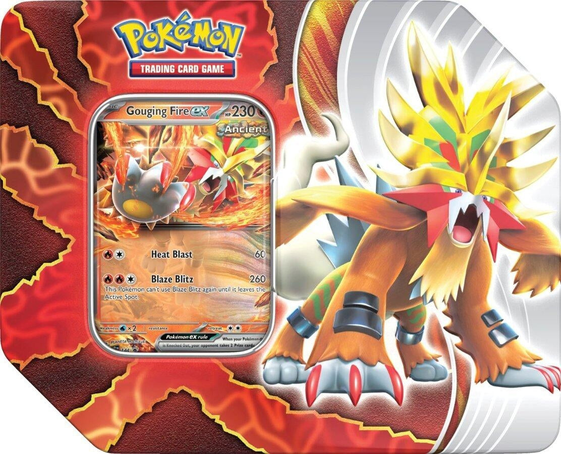 Image for Paradox Destinies Tin [Gouging Fire ex] - Pokemon | Arkham Games and Comics