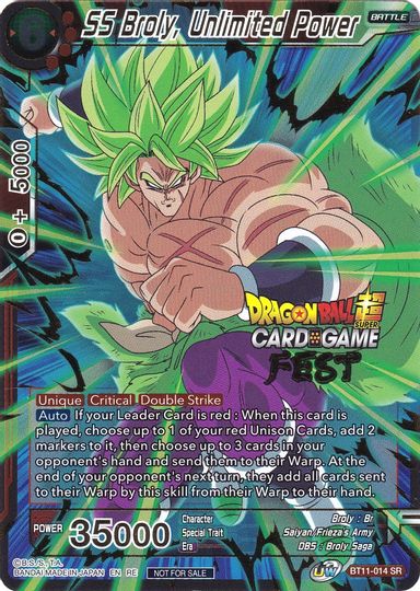 SS Broly, Unlimited Power (Card Game Fest 2022) (BT11-014) [Tournament Promotion Cards] | Arkham Games and Comics