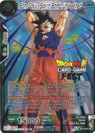 Son Goku, Spirit Bomb Unleashed (Card Game Fest 2022) (BT14-071) [Tournament Promotion Cards] | Arkham Games and Comics