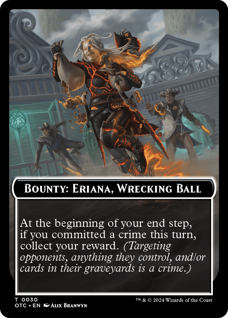 Bounty: Eriana, Wrecking Ball // Bounty Rules Double-Sided Token [Outlaws of Thunder Junction Commander Tokens] | Arkham Games and Comics