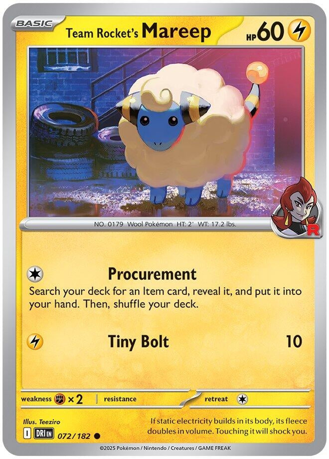 Image for Team Rocket's Mareep (072/182) (DRI) - Pokemon | Arkham Games and Comics