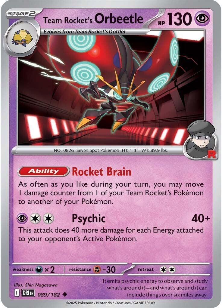 Image for Team Rocket's Orbeetle (089/182) (DRI) - Pokemon | Arkham Games and Comics