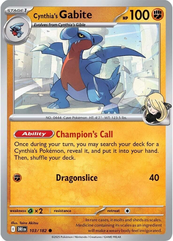 Image for Cynthia's Gabite (103/182) (DRI) - Pokemon | Arkham Games and Comics