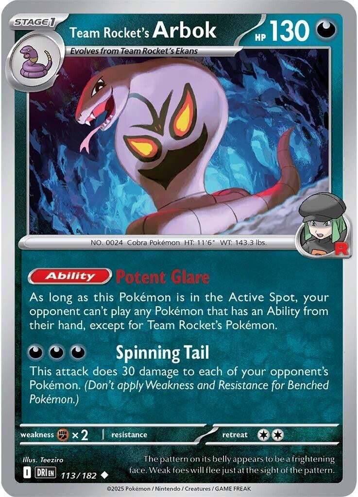 Image for Team Rocket's Arbok (113/182) (DRI) - Pokemon | Arkham Games and Comics