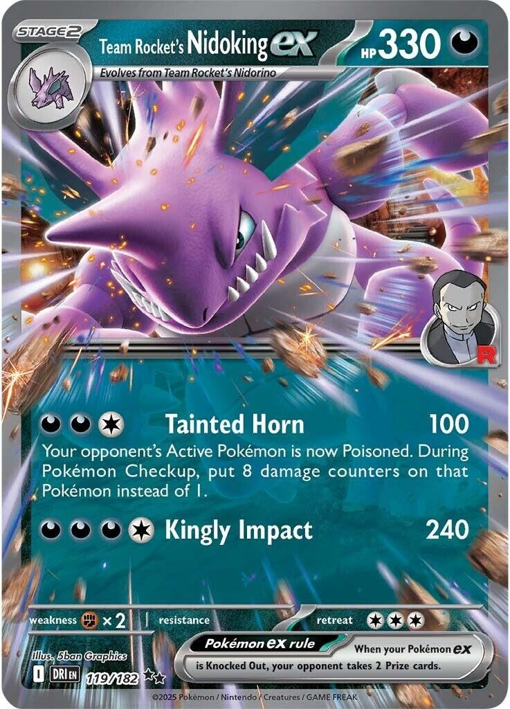 Image for Team Rocket's Nidoking ex (119/182) (DRI) - Pokemon | Arkham Games and Comics