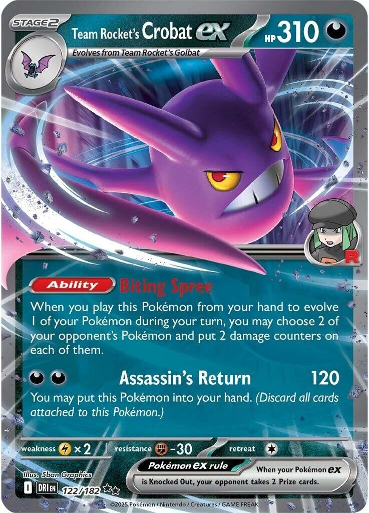 Image for Team Rocket's Crobat ex (122/182) (DRI) - Pokemon | Arkham Games and Comics