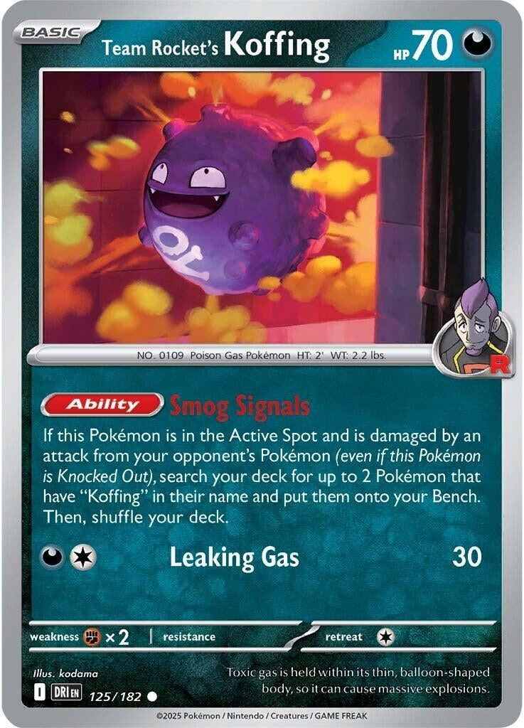 Image for Team Rocket's Koffing (125/182) (DRI) - Pokemon | Arkham Games and Comics