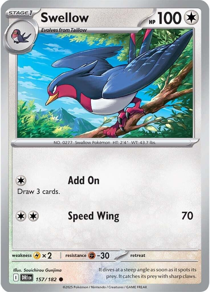 Image for Swellow (157/182) (DRI) - Pokemon | Arkham Games and Comics