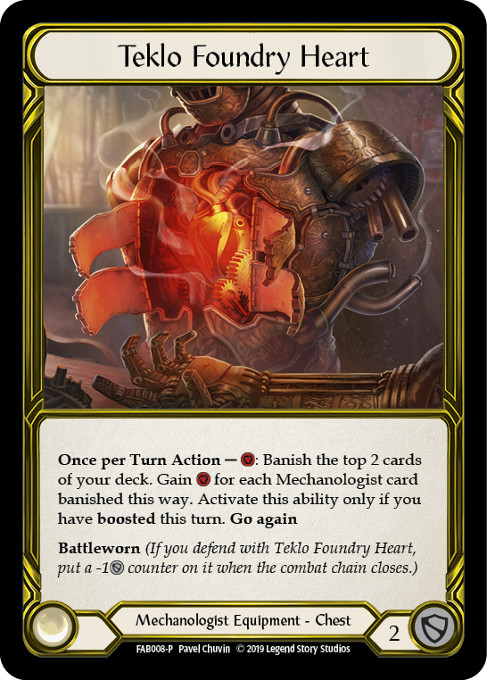 Teklo Foundry Heart [FAB008-P] (Promo)  1st Edition Cold Foil - Golden | Arkham Games and Comics