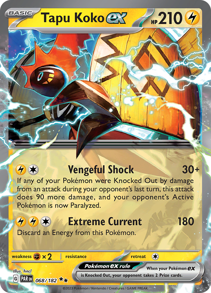 Tapu Koko ex (068/182) [Scarlet & Violet: Paradox Rift] | Arkham Games and Comics