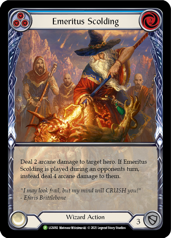 Emeritus Scolding (Blue Extended Art) [LGS092] (Promo)  Rainbow Foil | Arkham Games and Comics