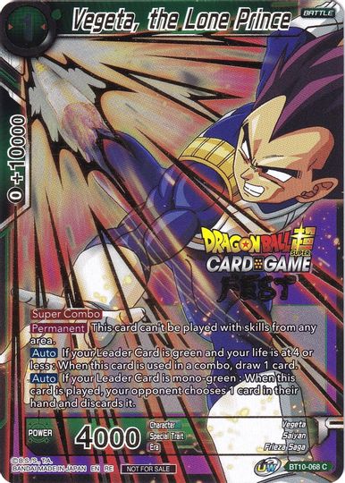 Vegeta, the Lone Prince (Card Game Fest 2022) (BT10-068) [Tournament Promotion Cards] | Arkham Games and Comics