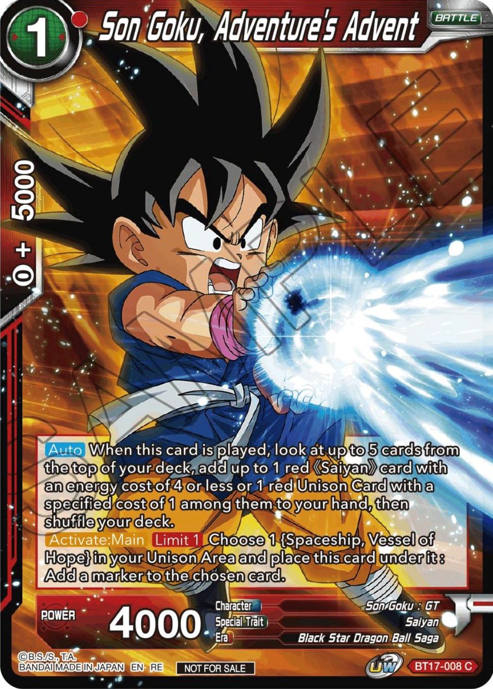 Son Goku, Adventure's Advent (Championship Selection Pack 2023 Vol.1) (BT17-008) [Tournament Promotion Cards] | Arkham Games and Comics