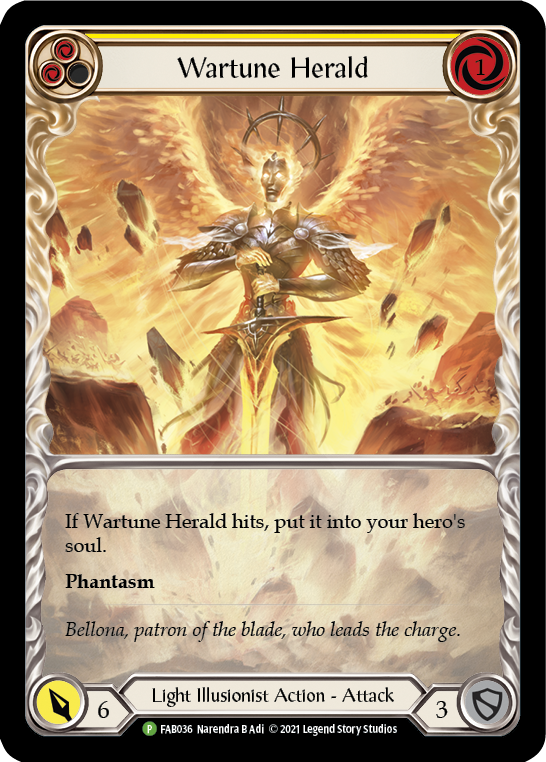 Wartune Herald (Yellow Extended Art) [FAB036] (Promo)  Rainbow Foil | Arkham Games and Comics