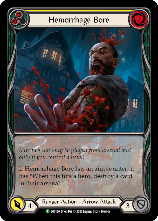 Hemorrhage Bore (Yellow) [LGS120] (Promo)  Rainbow Foil | Arkham Games and Comics