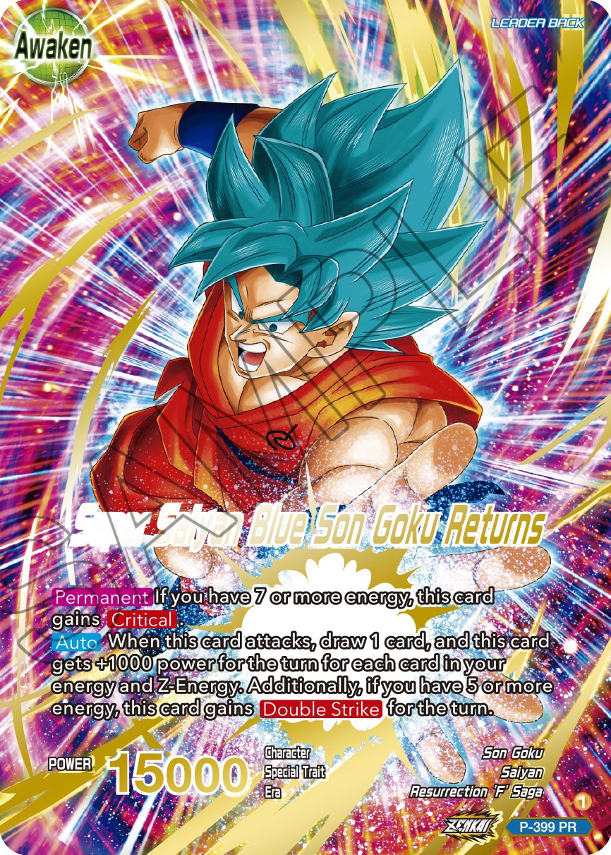 Son Goku // Super Saiyan Blue Son Goku Returns (Gold-Stamped) (P-399) [Promotion Cards] | Arkham Games and Comics