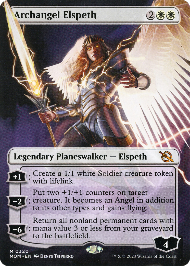 Archangel Elspeth (Borderless Alternate Art) [March of the Machine] | Arkham Games and Comics