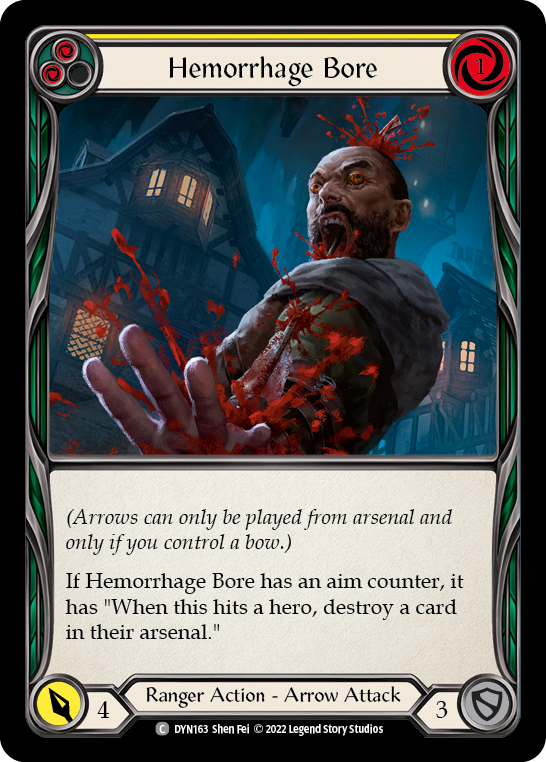 Hemorrhage Bore (Yellow) [DYN163] (Dynasty)  Rainbow Foil | Arkham Games and Comics