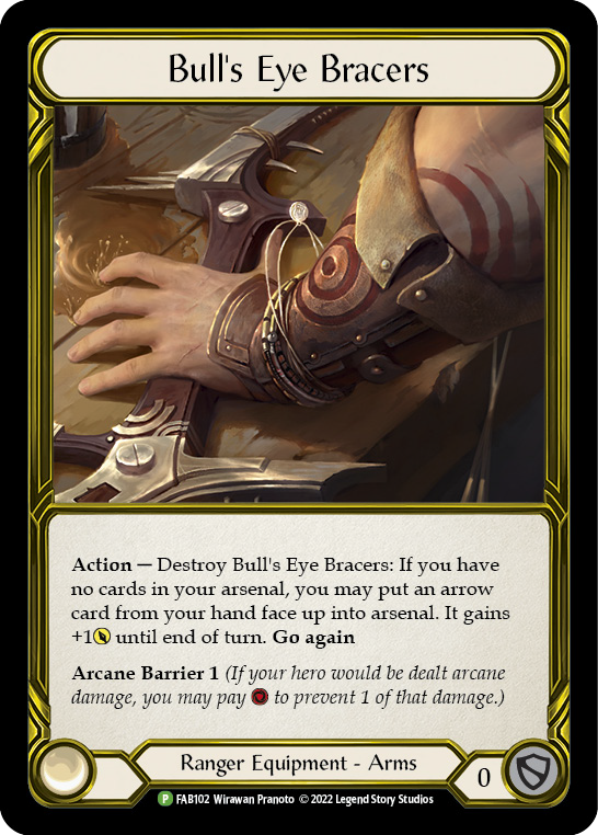 Bull's Eye Bracers (Golden) [FAB102] (Promo)  Cold Foil | Arkham Games and Comics