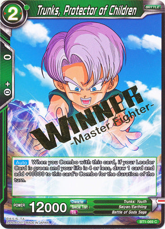 Trunks, Protector of Children (Winner Stamped) (BT1-069) [Tournament Promotion Cards] | Arkham Games and Comics