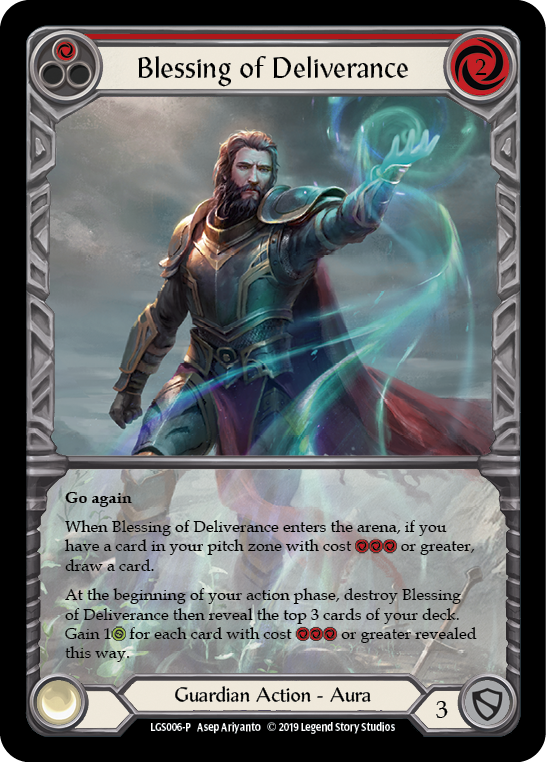 Blessing of Deliverance (Red) [LGS006-P] (Promo)  1st Edition Normal | Arkham Games and Comics