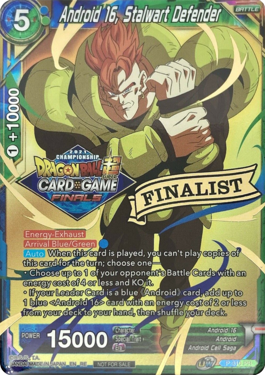 Android 16, Stalwart Defender (2021 Tournament Pack Vault Set - Finalist Gold Stamped) (P-310) [Tournament Promotion Cards] | Arkham Games and Comics