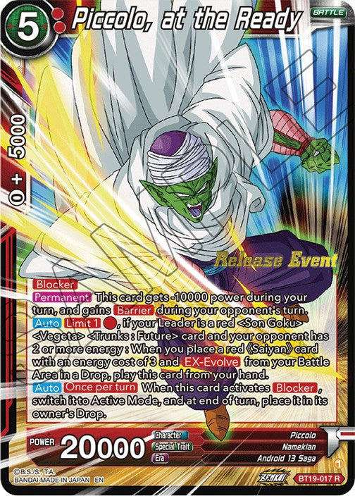 Piccolo, at the Ready (Fighter's Ambition Holiday Pack) (BT19-017) [Tournament Promotion Cards] | Arkham Games and Comics