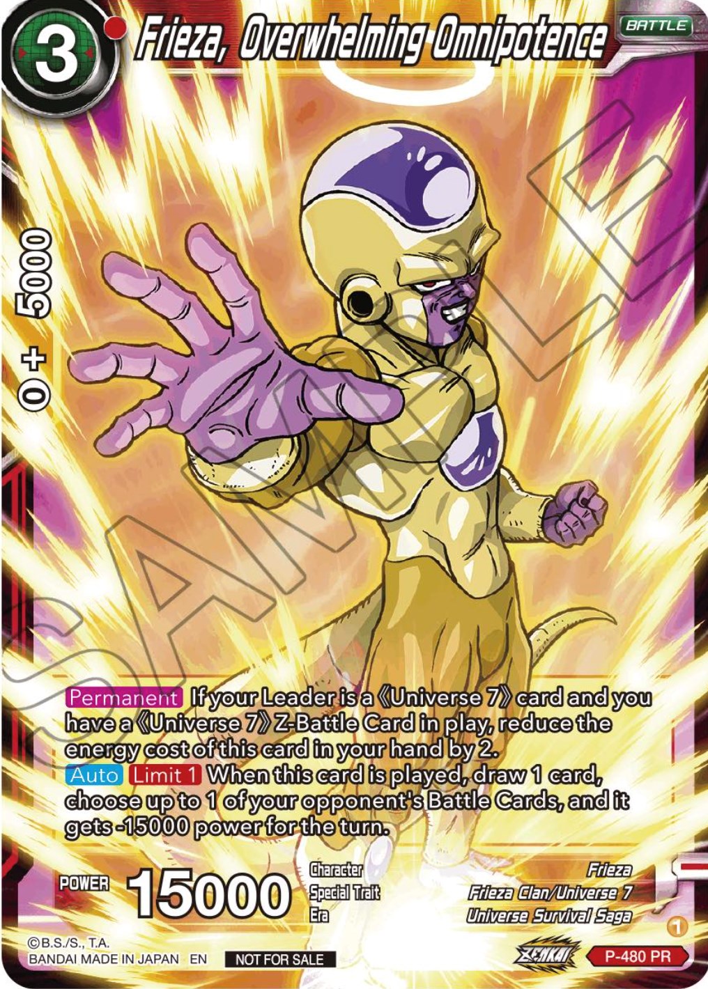 Frieza, Overwhelming Omnipotence (Zenkai Series Tournament Pack Vol.3) (P-480) [Tournament Promotion Cards] | Arkham Games and Comics