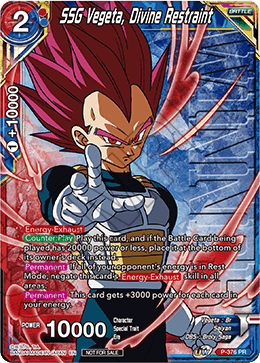 SSG Vegeta, Divine Restraint (Unison Warrior Series Boost Tournament Pack Vol. 7 - Winner) (P-376) [Tournament Promotion Cards] | Arkham Games and Comics