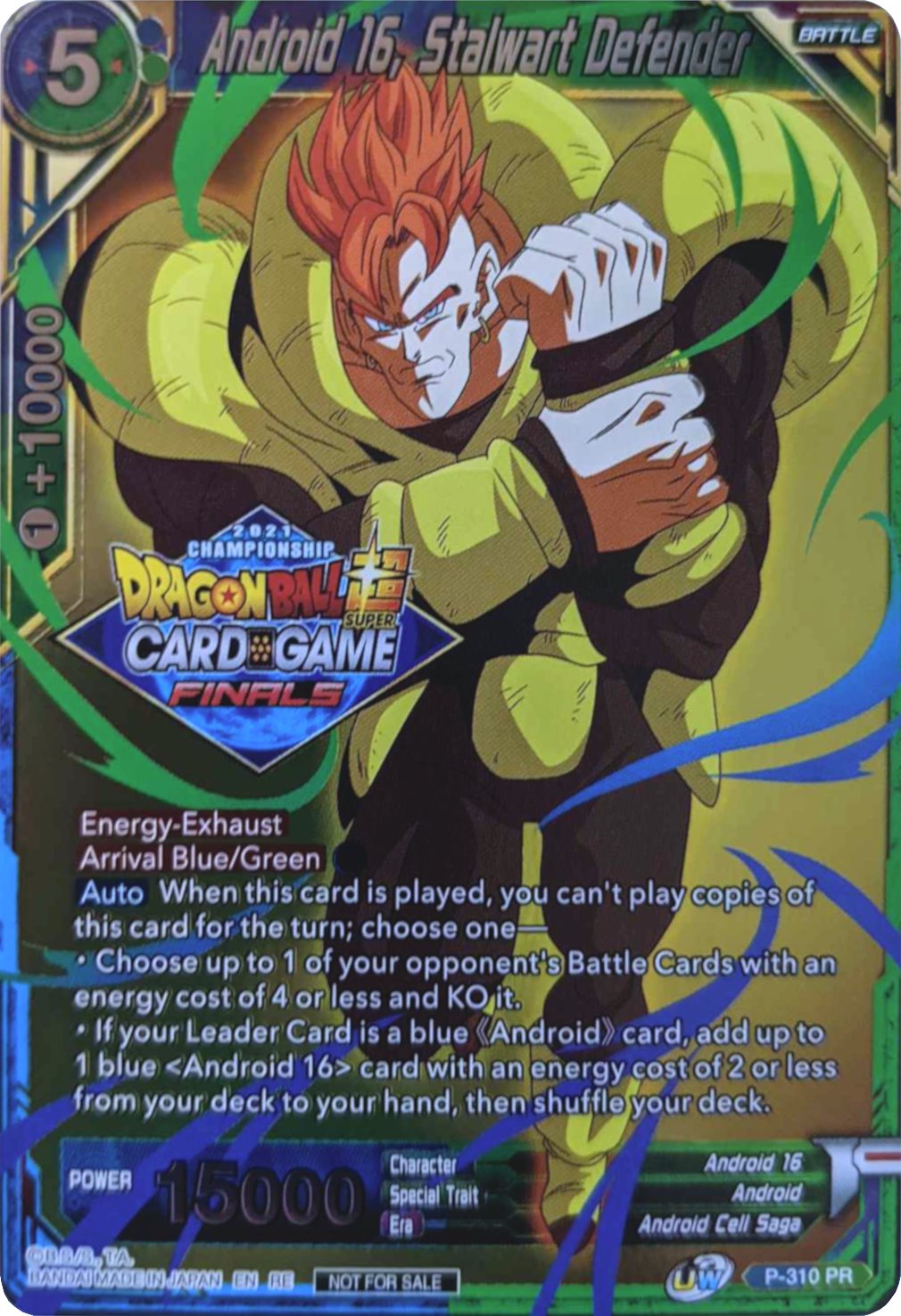 Android 16, Stalwart Defender (2021 Tournament Pack Vault Set) (P-310) [Tournament Promotion Cards] | Arkham Games and Comics