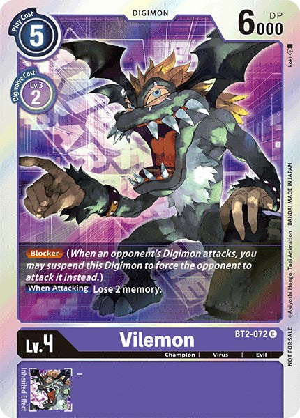 Vilemon [BT2-072] (Event Pack 1) [Release Special Booster Promos] | Arkham Games and Comics