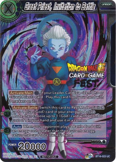 Great Priest, Invitation to Battle (Card Game Fest 2022) (BT16-023) [Tournament Promotion Cards] | Arkham Games and Comics