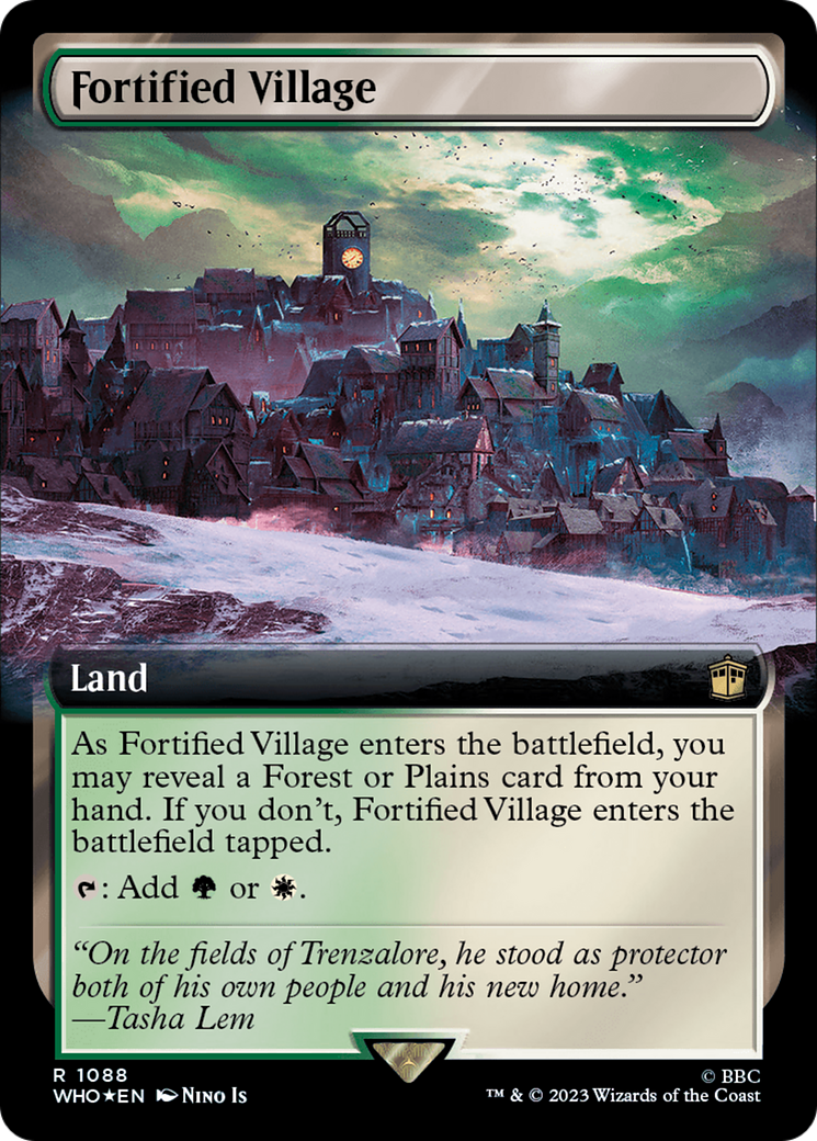 Fortified Village (Extended Art) (Surge Foil) [Doctor Who] | Arkham Games and Comics