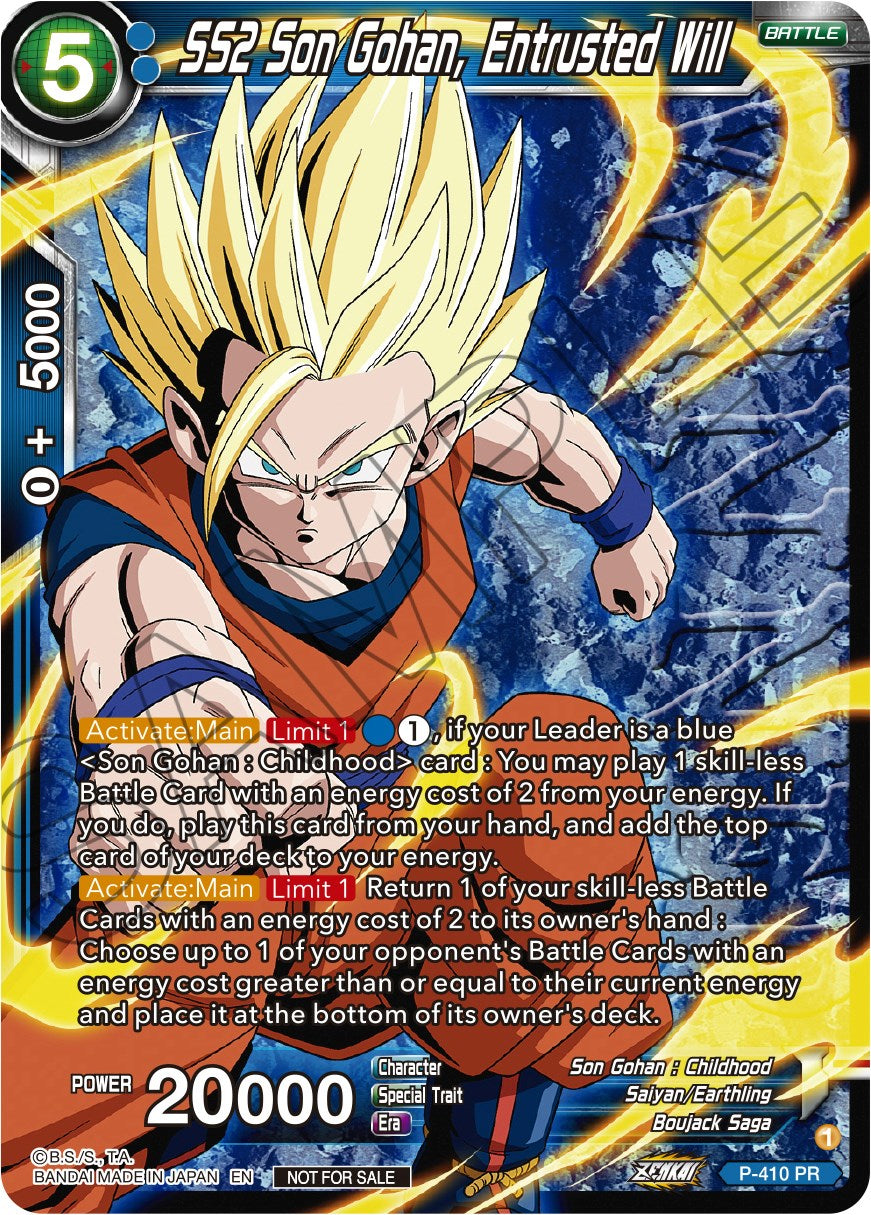 SS2 Son Gohan, Entrusted Will (Zenkai Series Tournament Pack Vol.1 Winner) (P-410) [Tournament Promotion Cards] | Arkham Games and Comics