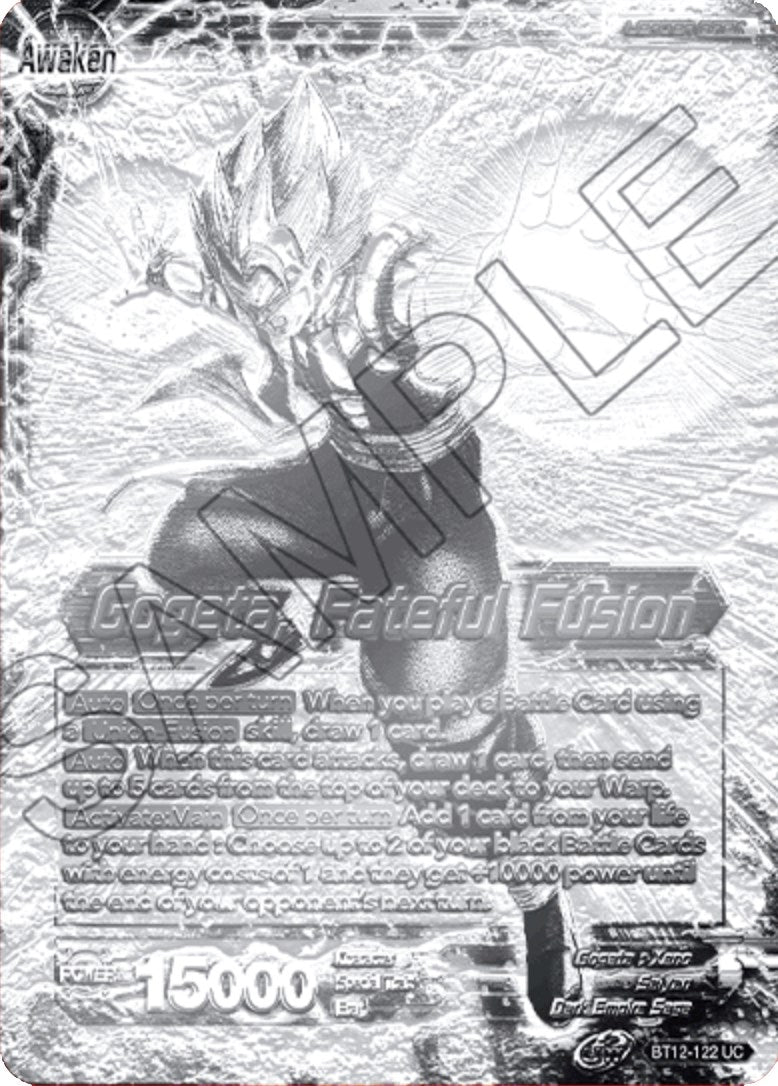 Son Goku & Vegeta // Gogeta, Fateful Fusion (2021 Championship Top 16) (Metal Silver Foil) (BT12-122) [Tournament Promotion Cards] | Arkham Games and Comics
