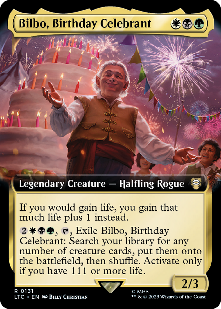 Bilbo, Birthday Celebrant (Extended Art) [The Lord of the Rings: Tales of Middle-Earth Commander] | Arkham Games and Comics