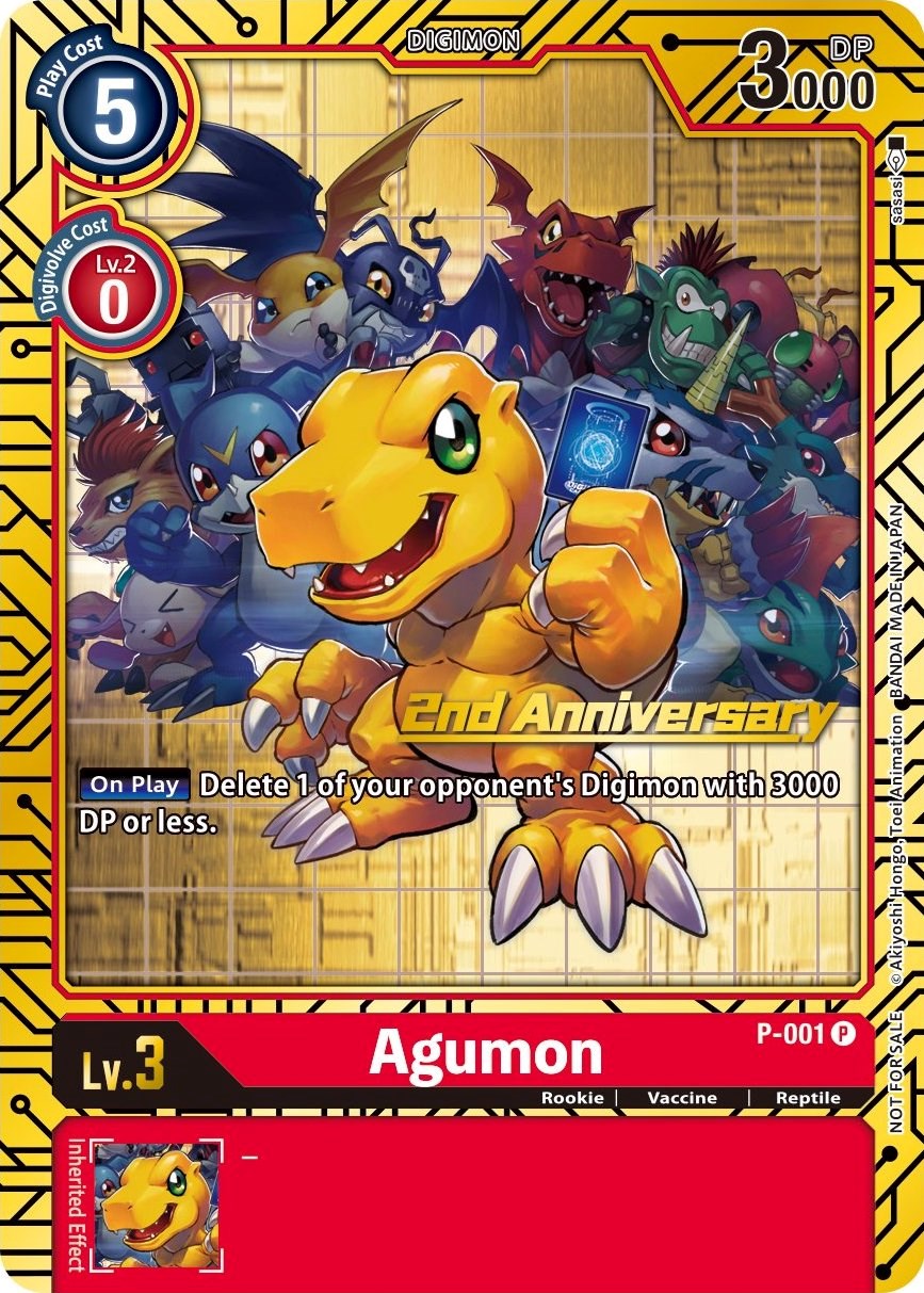 Agumon [P-001] (2nd Anniversary Card Set) [Promotional Cards] | Arkham Games and Comics