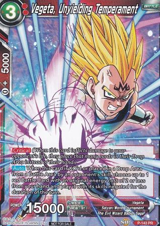 Vegeta, Unyielding Temperament (Power Booster: World Martial Arts Tournament) (P-143) [Promotion Cards] | Arkham Games and Comics