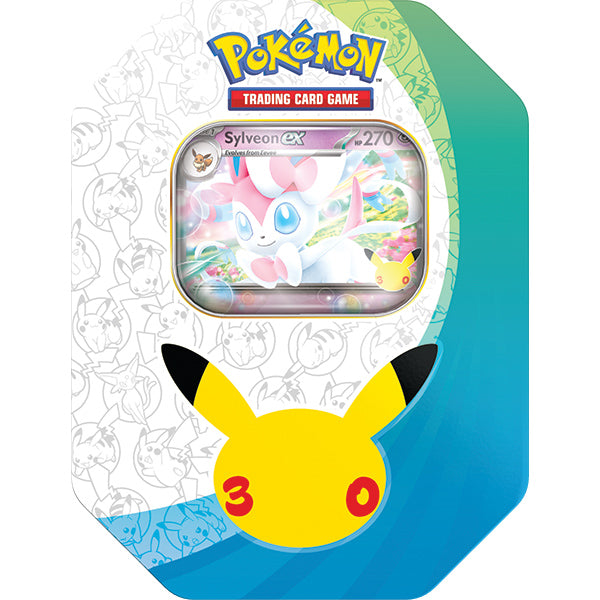 Pokemon TCG: 30th Celebration- ex Tin Case (Sylveon ex or Greninja ex) | Arkham Games and Comics